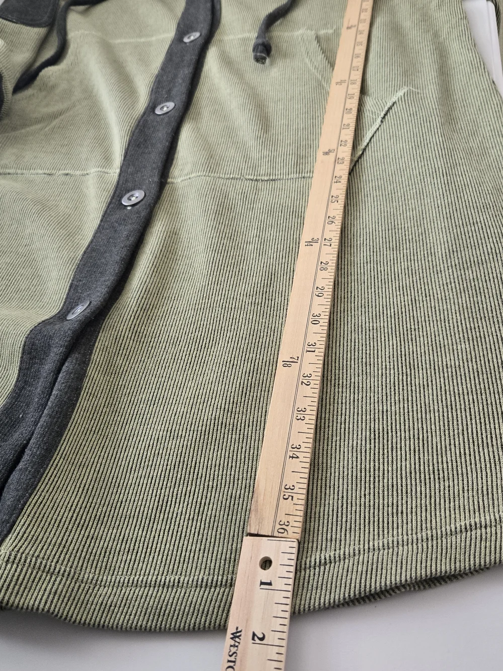 NWT Free People Tomorrows Sweatshirt Cardigan Green Ribbed Longline Jacket XS